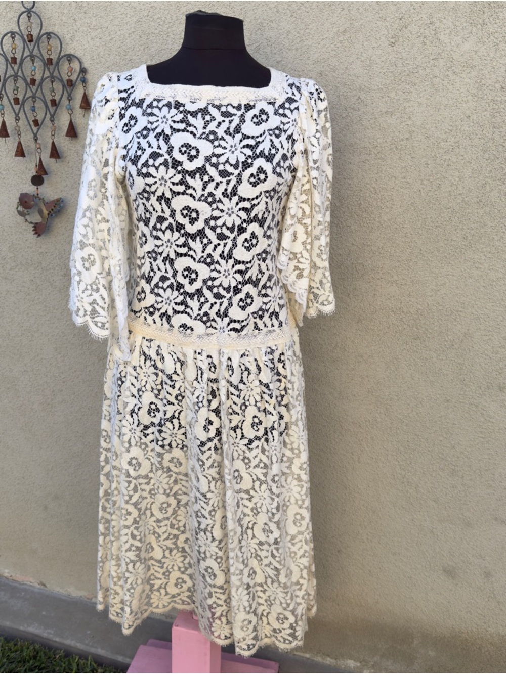 Handmade Ivory Lace Midi Dress